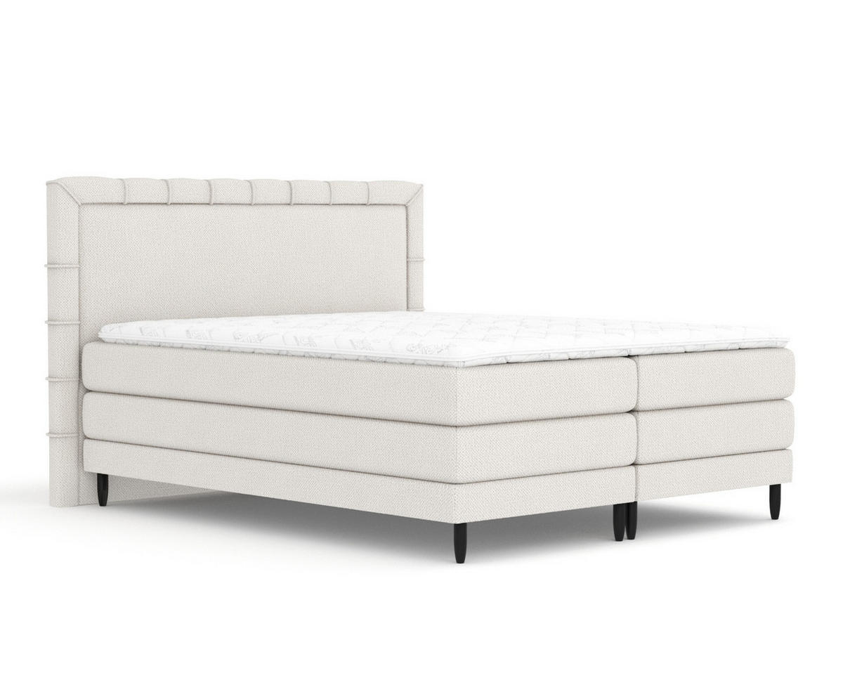 BOXSPRINGBETT Rimini Beige 140/200 cm mit Matratze und Topper - Beige/Schwarz, Holz/Holzwerkstoff (140/200cm) - Maison de Reve