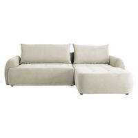 ECKSCHLAFSOFA Bueno II, Seite: Rechts - Creme/Schwarz, Holz/Textil (280/185cm) - MIRJAN24