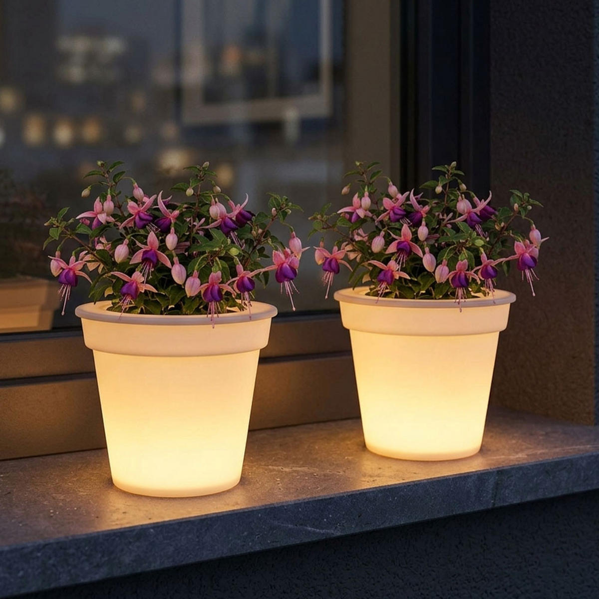 LED AUSSENLEUCHTE Solarleuchte Weiß satiniert 3er Set - Weiß, Kunststoff (17/17/19cm)