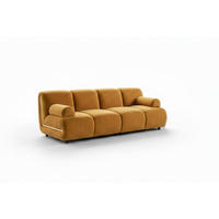 MODULSOFA LAYLA Gelb Velvet - Gelb/Schwarz, Buchenholz/Textil (183/74/99cm) - KAWOLA