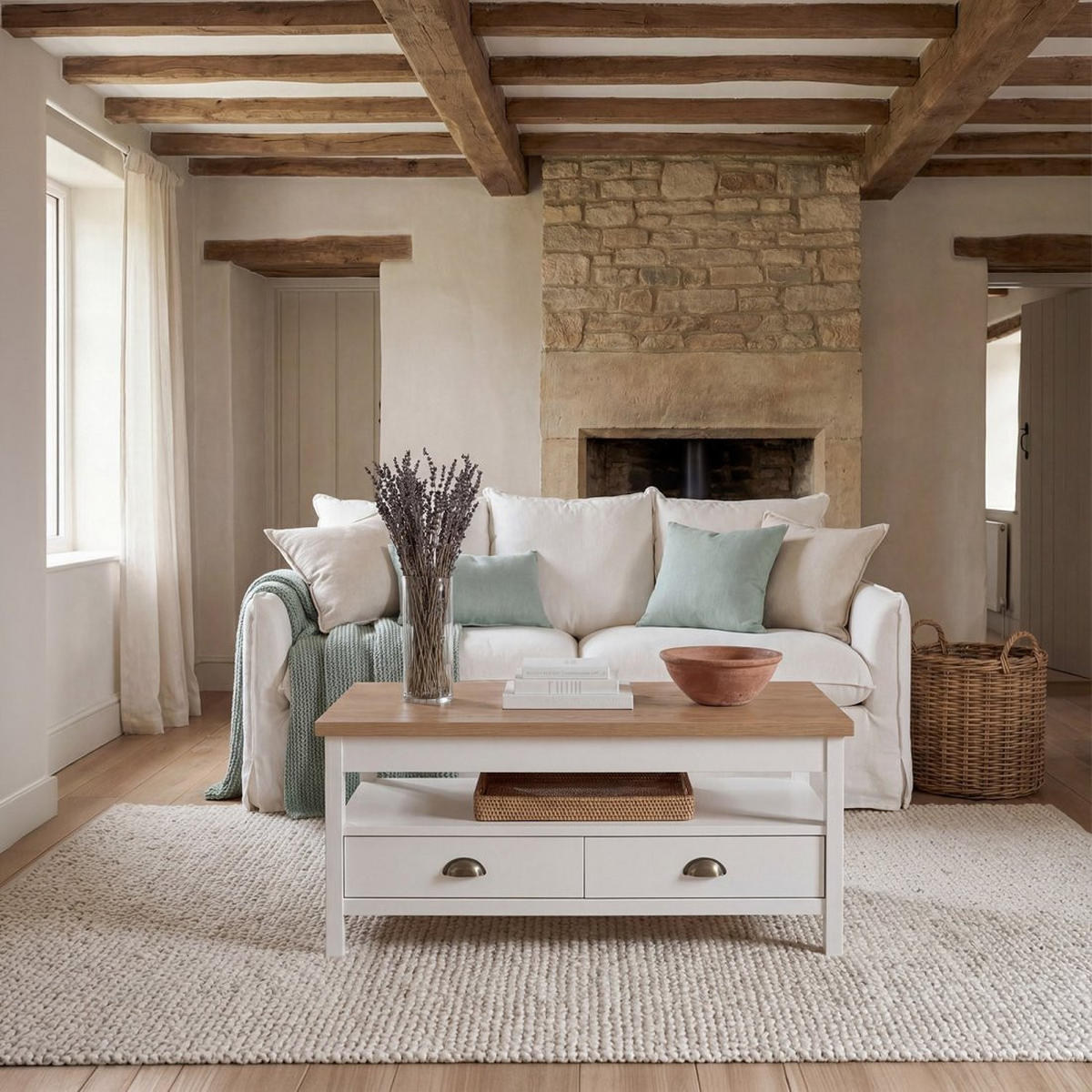 COUCHTISCH HOCHKLAPPBARER Marais Weiß 100 cm x 45-57 cm - Weiß, Holzwerkstoff (55/100/45cm) - Klast Home