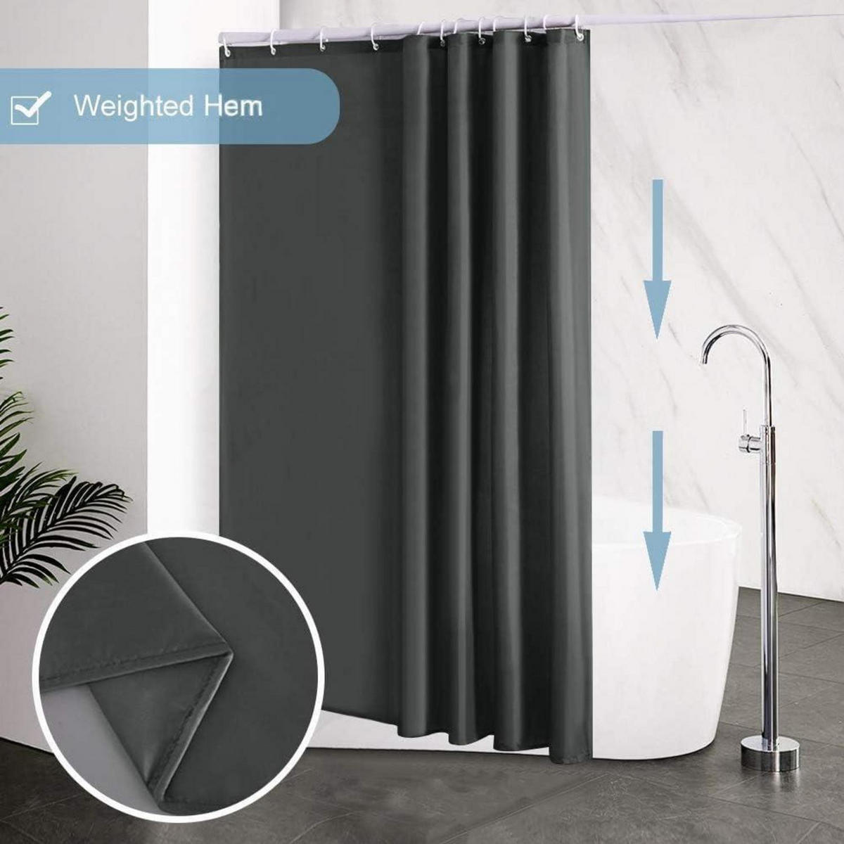 DUSCHVORHANG Stoff Dunkelgrau 180 x 200 cm - Anthrazit, Textil (180/200cm)
