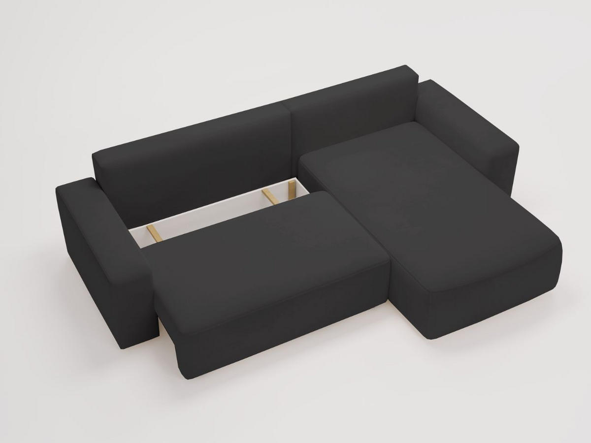 ECKSOFA Tazones Schwarz Rechts - Schwarz, Holz/Kunststoff (250/165cm) - Graingold