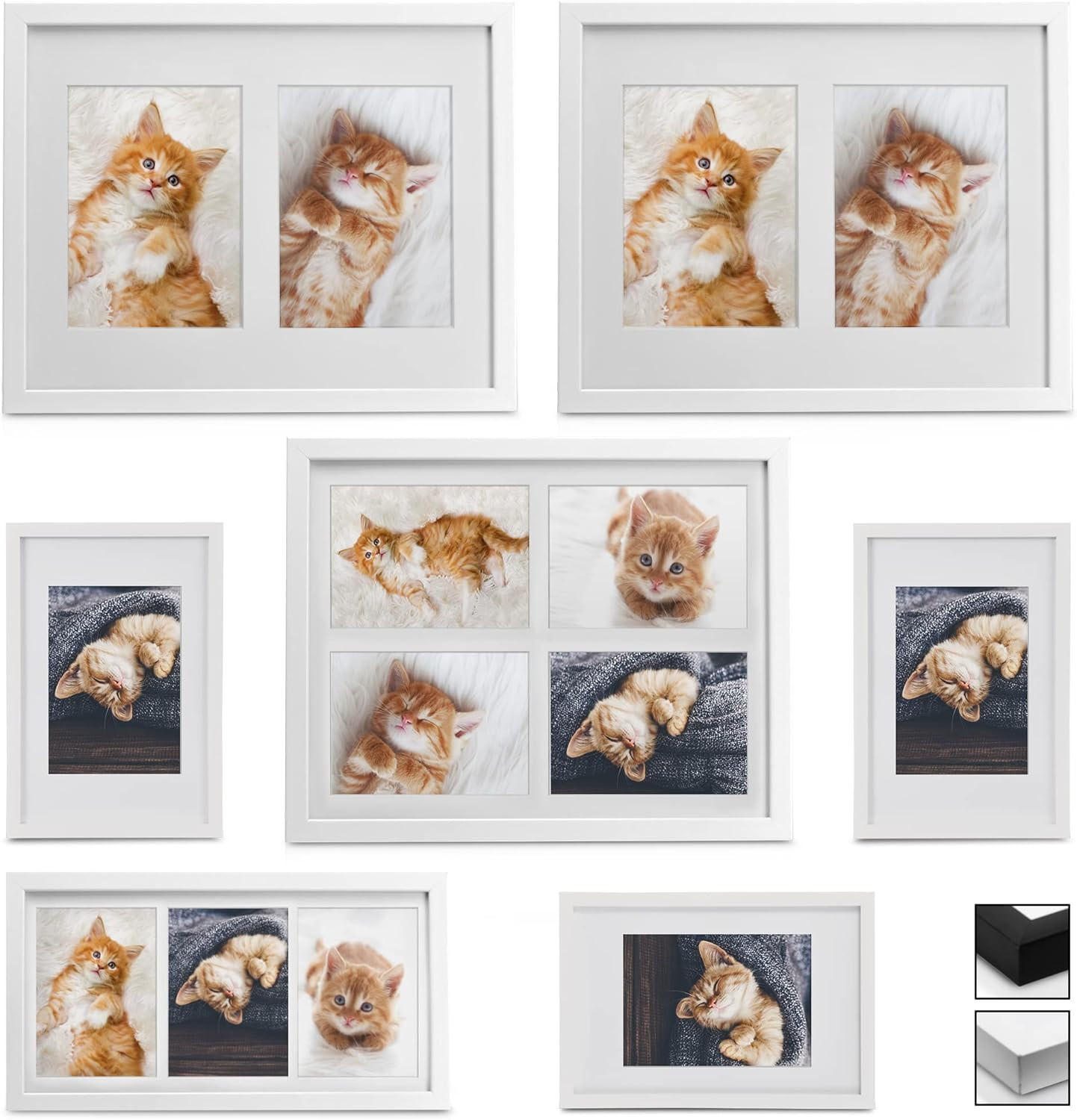 BILDERRAHMEN Galeria MDF Weiß (7tlg) - Weiß, Holzwerkstoff (22/35/42cm) - BoMoe