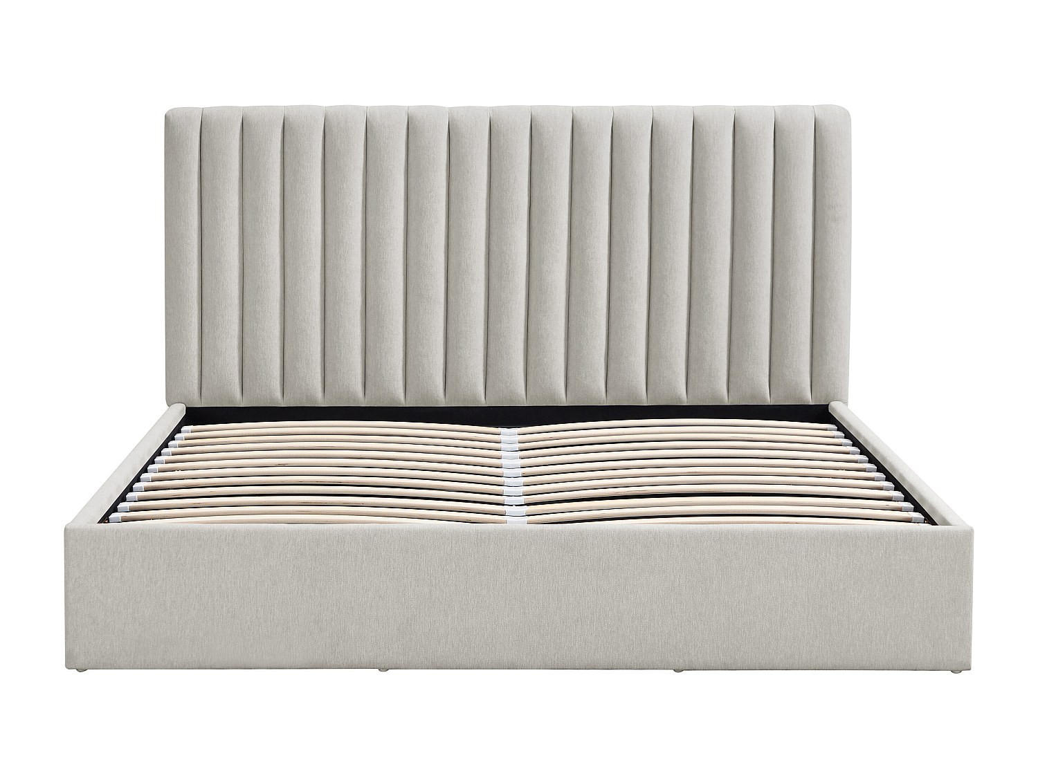 BETT mit Bettkasten - 2 Personen - Stoff - Hellgrau - - Hellgrau, Textil (180/200cm) - Vente-Unique