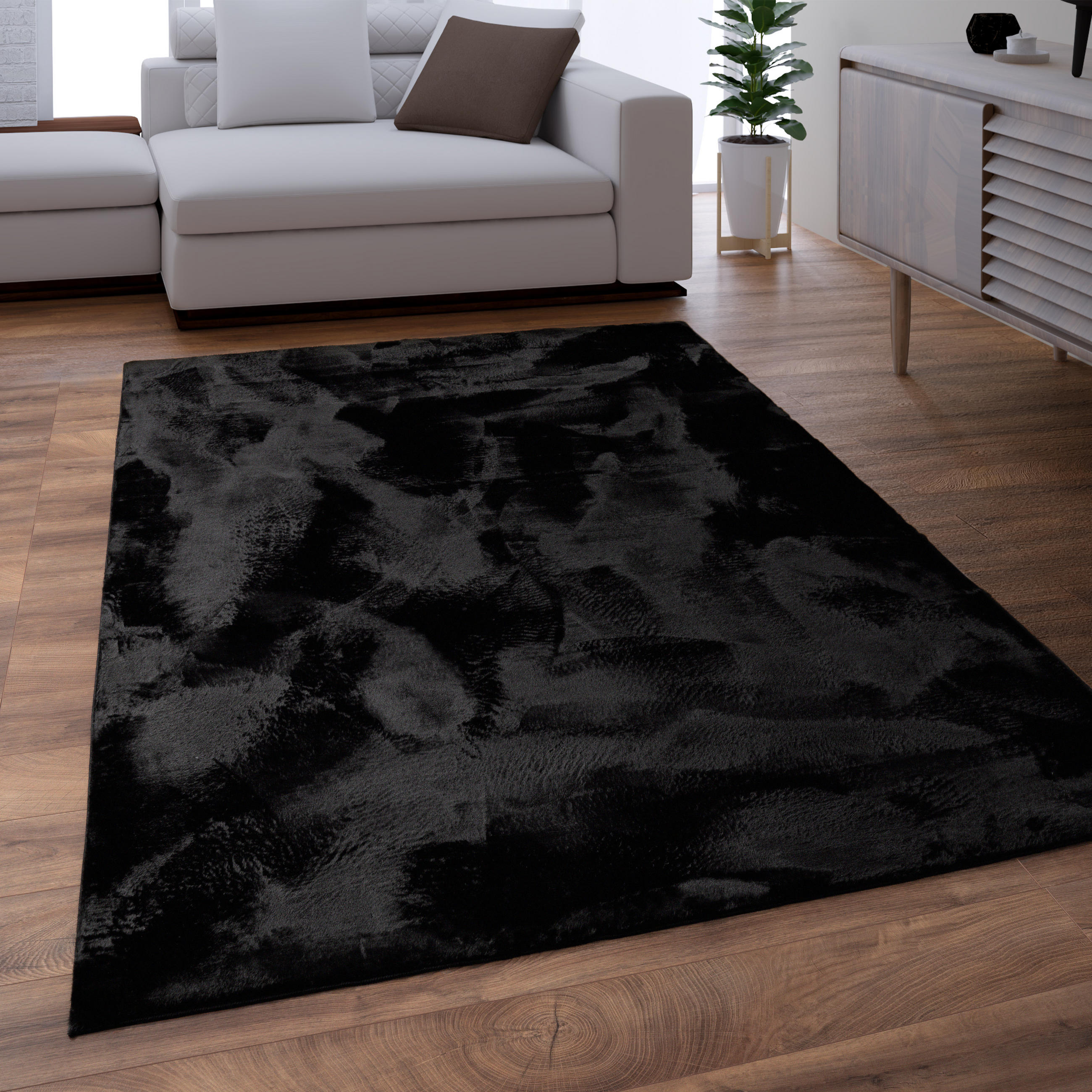 HOCHFLORTEPPICH 200/200 cm Soft 380 - Schwarz, Textil (200/200cm) - Paco Home