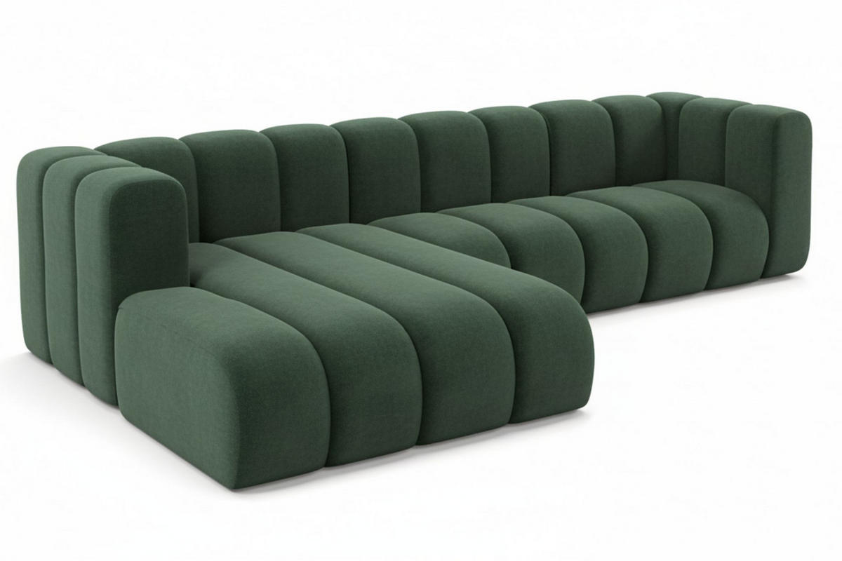 ECKSOFA L-Form Grand L 287 cm, Veloursstoff Salvador, Grün, Links - Grün, Holz (287/179cm) - Kaiser Möbel