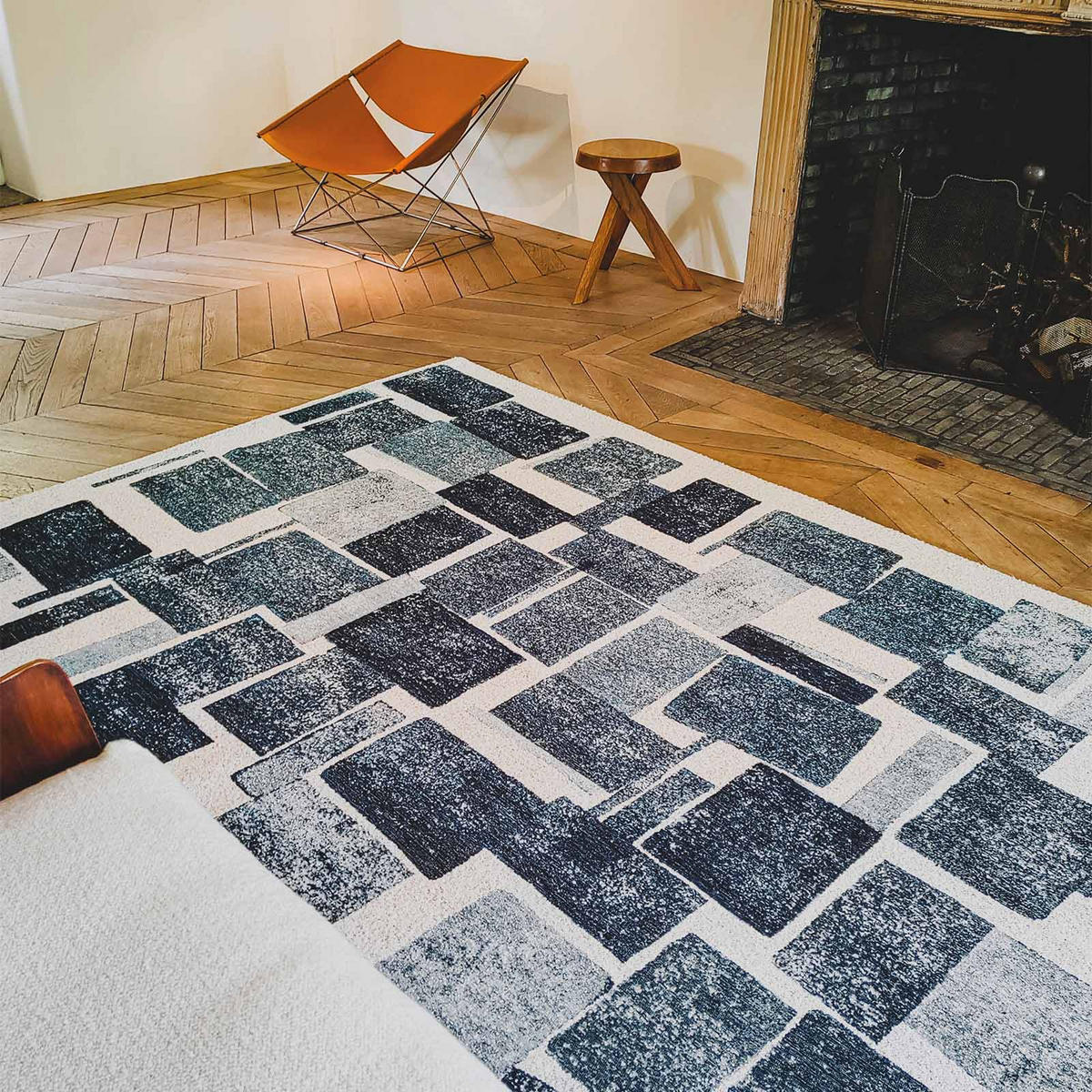 TEPPICH In-/Outdoor Flachgewebe SQUARY Blau 240 x 340 cm - Blau, Textil (240/340cm) - Novatrend