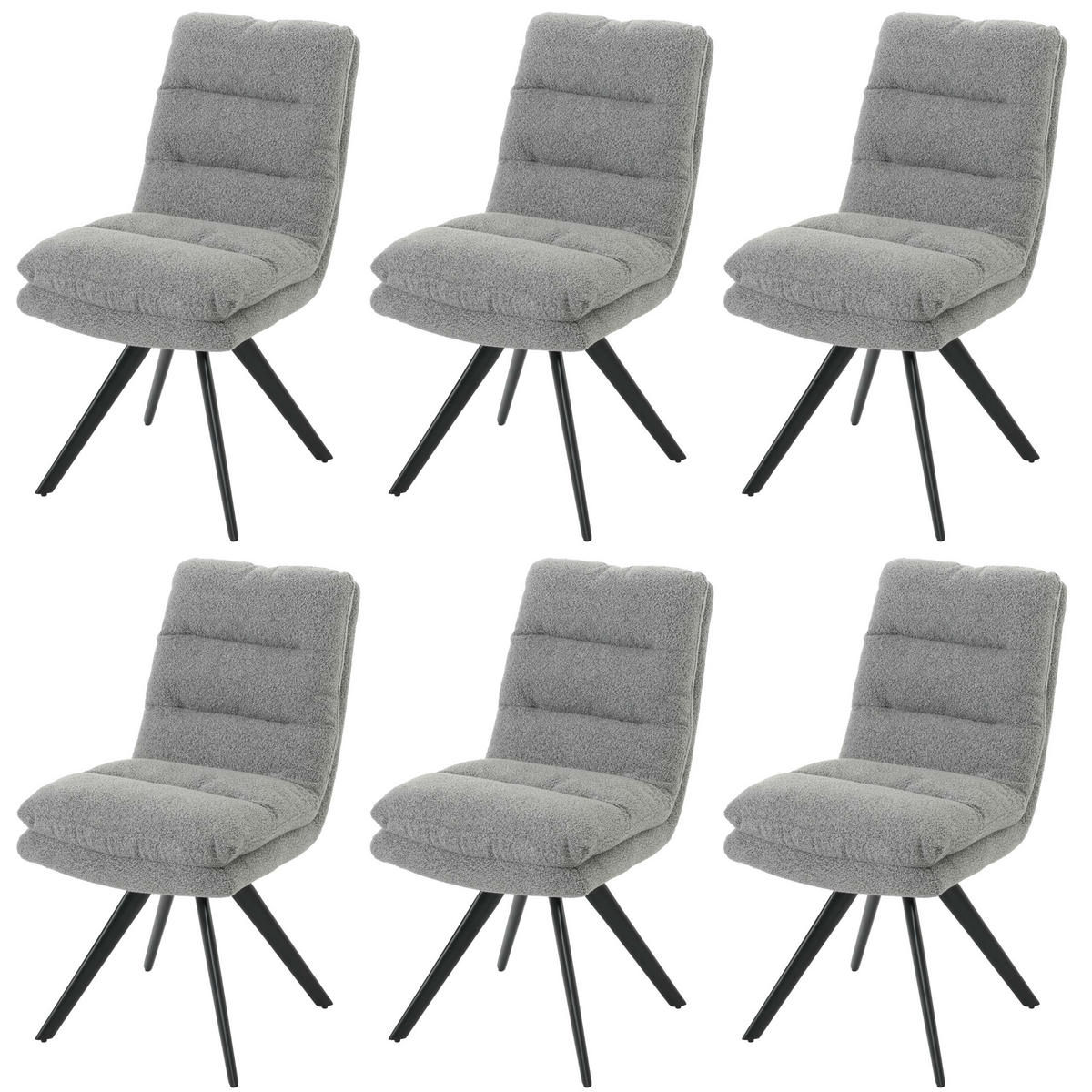 ESSZIMMERSTUHL Grau 6er-Set - Grau, Textil (48/92/68cm) - MCW