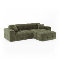 ECKSOFA rechtwinklig COCOON Geprägter Samt Vintage-Grün 230cm - Dunkelgrün/Grün, Textil (230/155cm) - Premium Interiors
