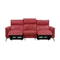 3-SITZER Sofa Borea Echtleder mit 2 x Relaxfunktion Rot - Rot, Leder/Metall (220/102/98cm)