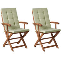 GARTENSTUHL 2er-Set Hellgrün Maui Premium - Braun/Hellgrün, Holz (46/92/48cm) - Beliani