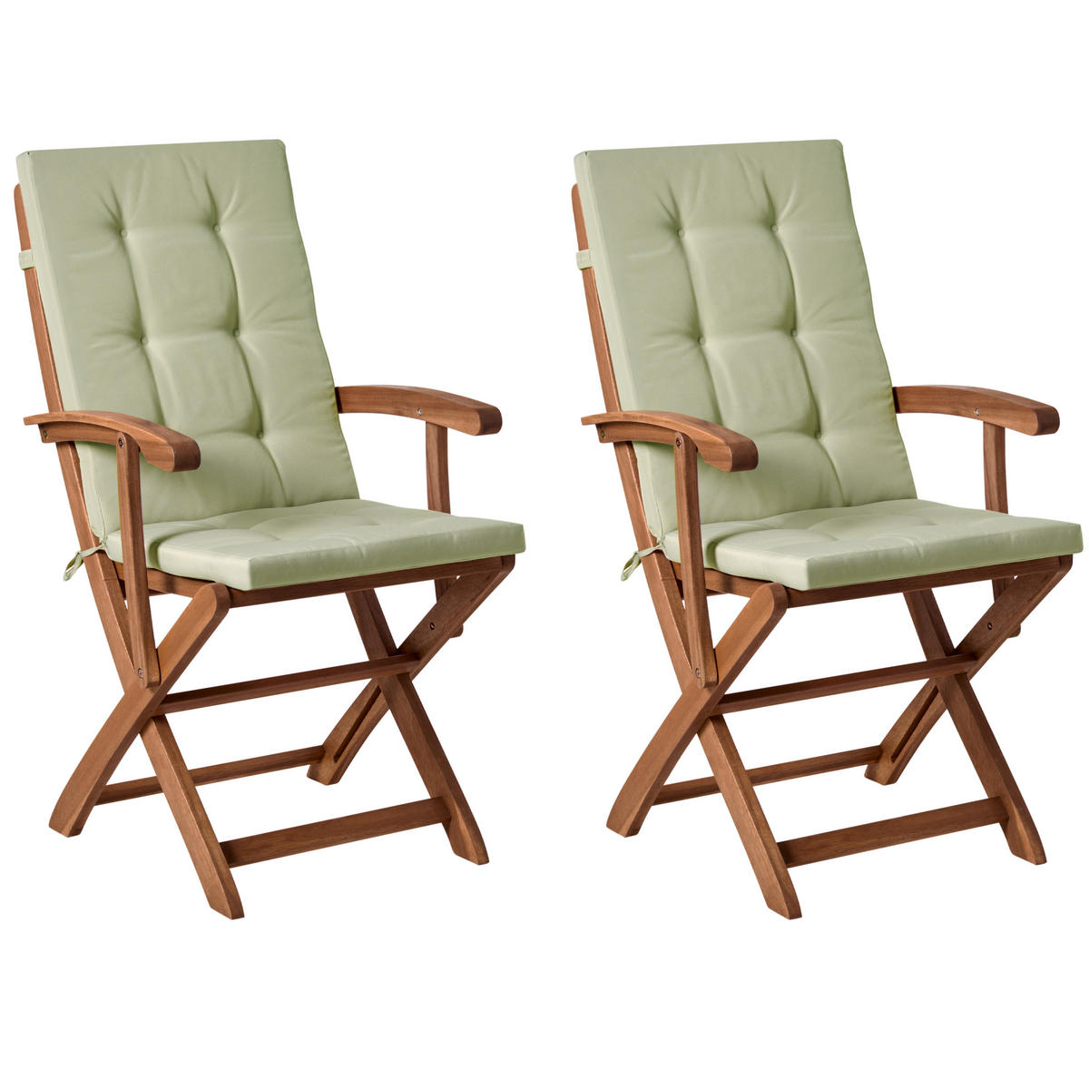 GARTENSTUHL 2er-Set Hellgrün Maui Premium - Braun/Hellgrün, Holz (46/92/48cm) - Beliani