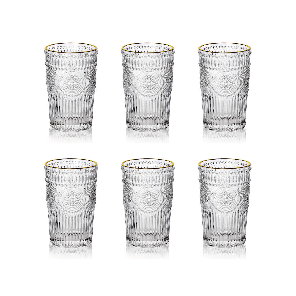 GLÄSER Barrel niedrig mit Goldrand 0,35 l 6er-Set - Transparent, Glas (0.35L) - Homla