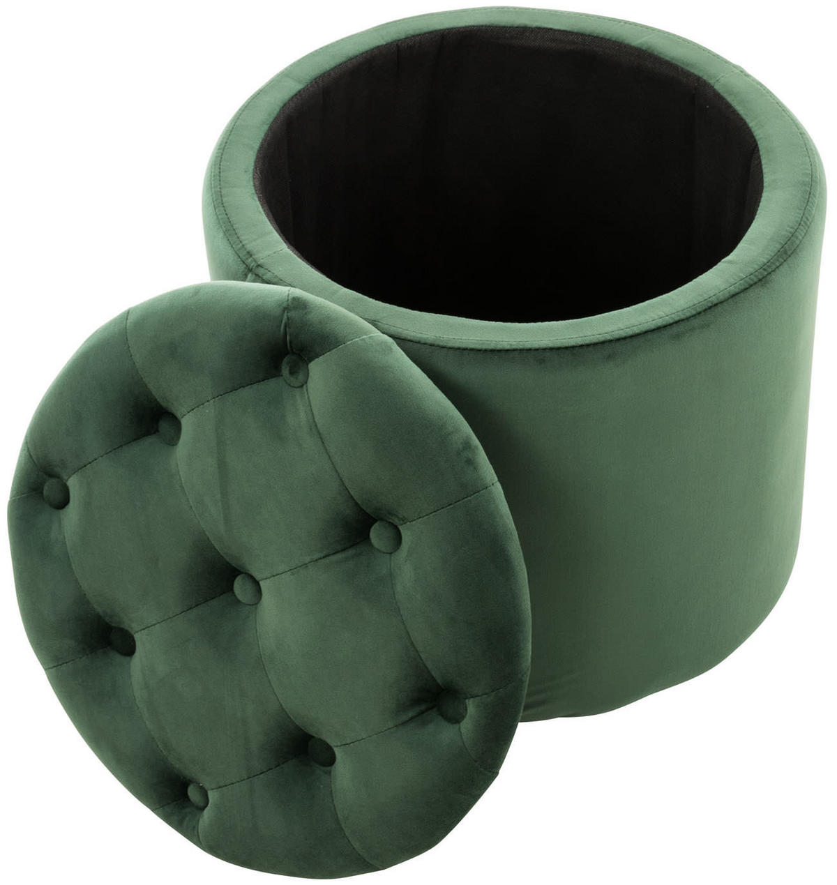 SITZWÜRFEL Samt Grün - Schwarz/Grün, Kunststoff/Textil (44/42/44cm) - CLP