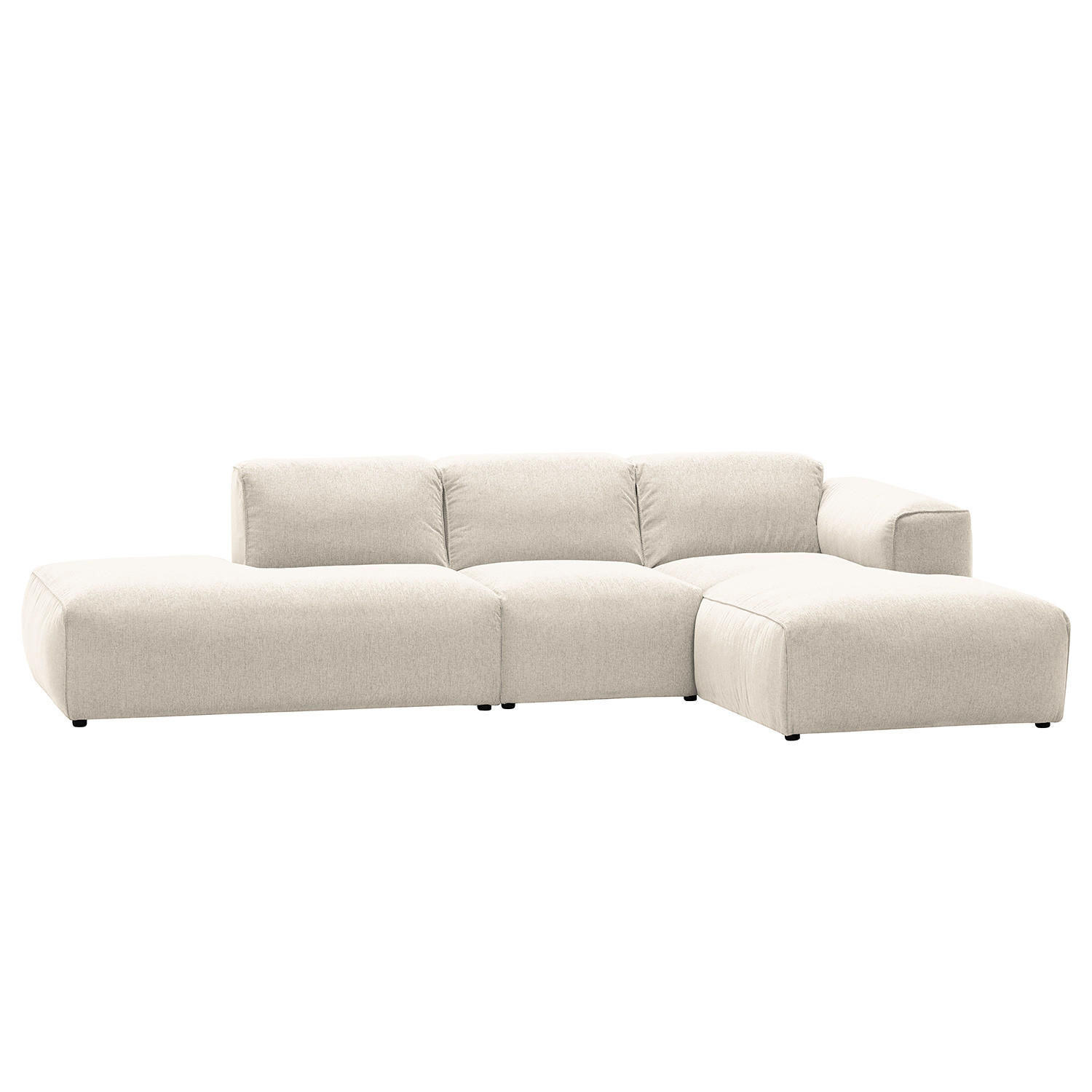 ECKSOFA mit Chaiselongue - Beige/Schwarz, Kunststoff/Textil (290/173cm) - home24