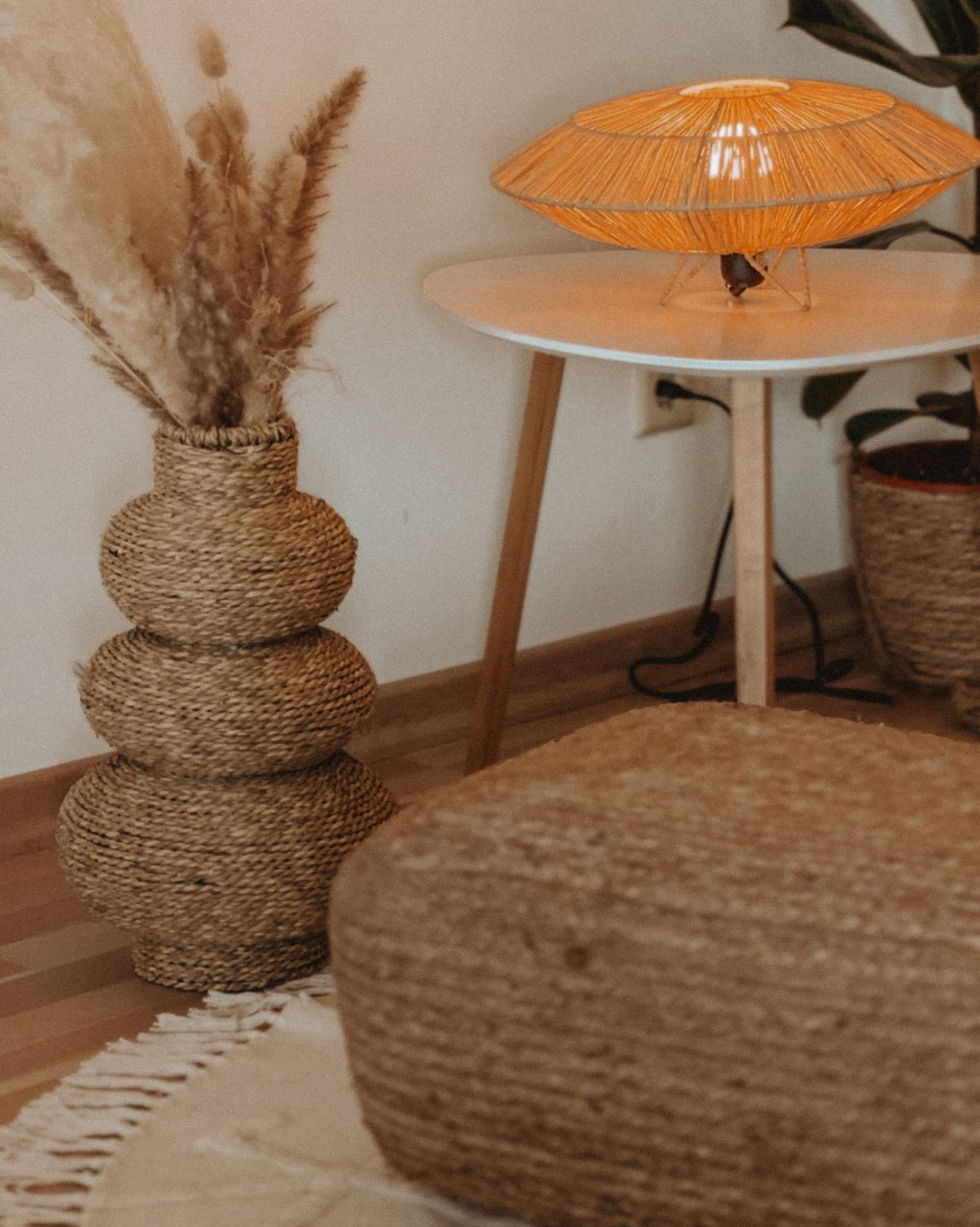 STOLNÍ SVÍTIDLO Přírodní/Černé Mentiri - přírodní/černá, přírodní materiály (40/40/18cm) - Beliani