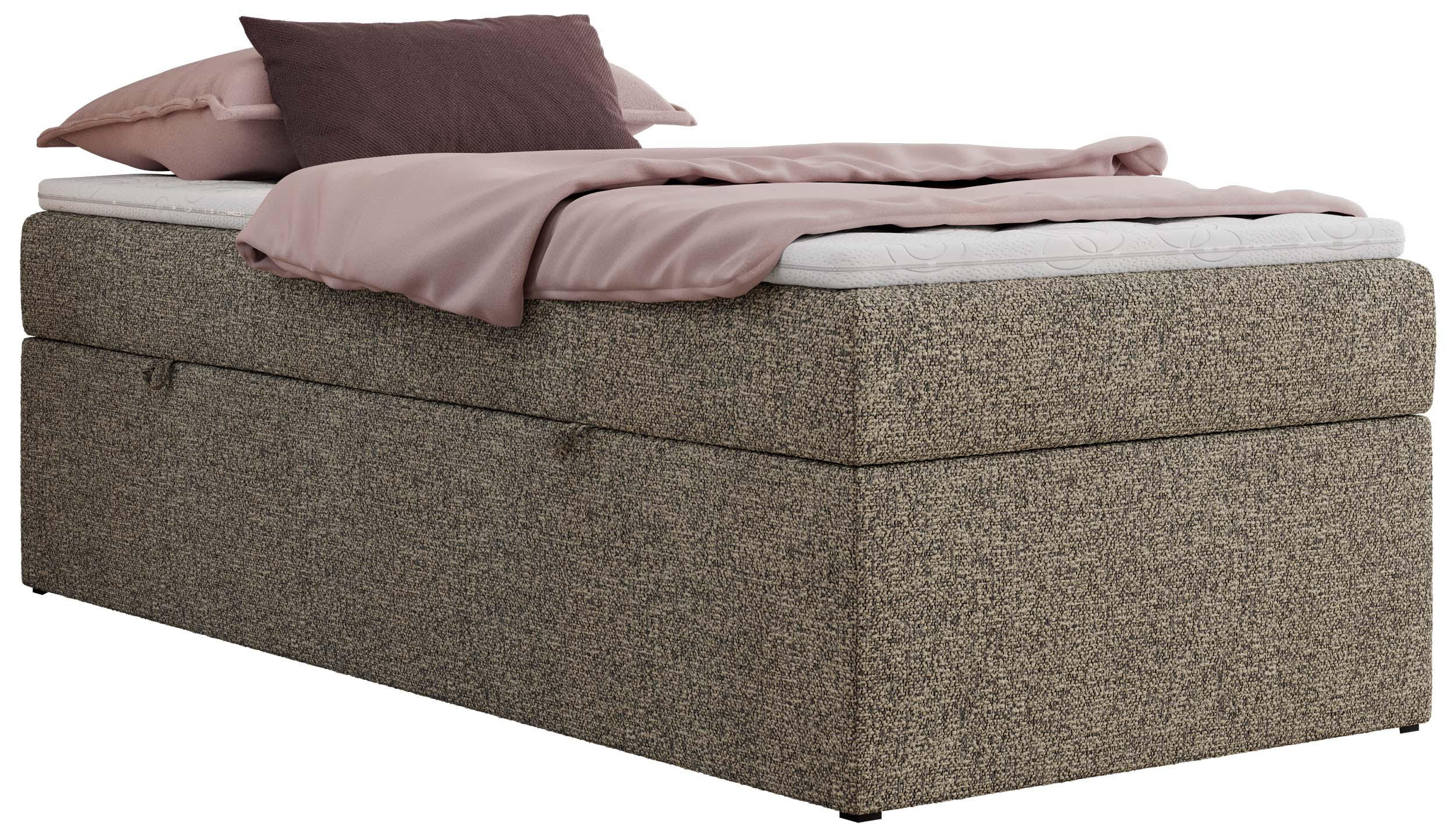 BOXBETT ZERO 90/200 - Grau Struktur - H3 - Topper T25 - Grau, Textil (90/200cm) - MKS