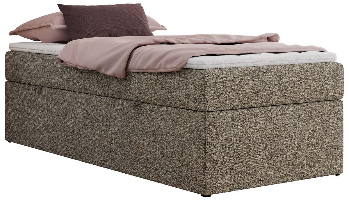 BOXBETT ZERO 90/200 - Grau Struktur - H3 - Topper T25 - Grau, Textil (90/200cm) - MKS