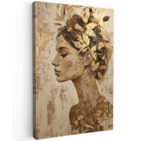 LEINWANDBILD Frau - Gold - Abstrakt - Textur Deko Groß 90x140 cm - Goldfarben, Textil (90/140cm) - MuchoWow