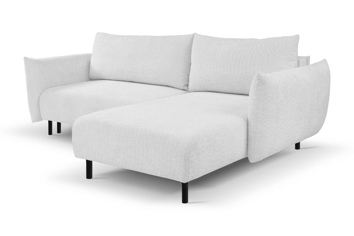 ECKSOFA ADEL mit Schlaffunktion und Bettkasten, L-förm, Metallbeine, verstellbar lose Rückenkissen, freistehend, RECHTS, 257x171x90 cm, Silver - Silberfarben, Holz/Textil (257/171cm) - DomoHome