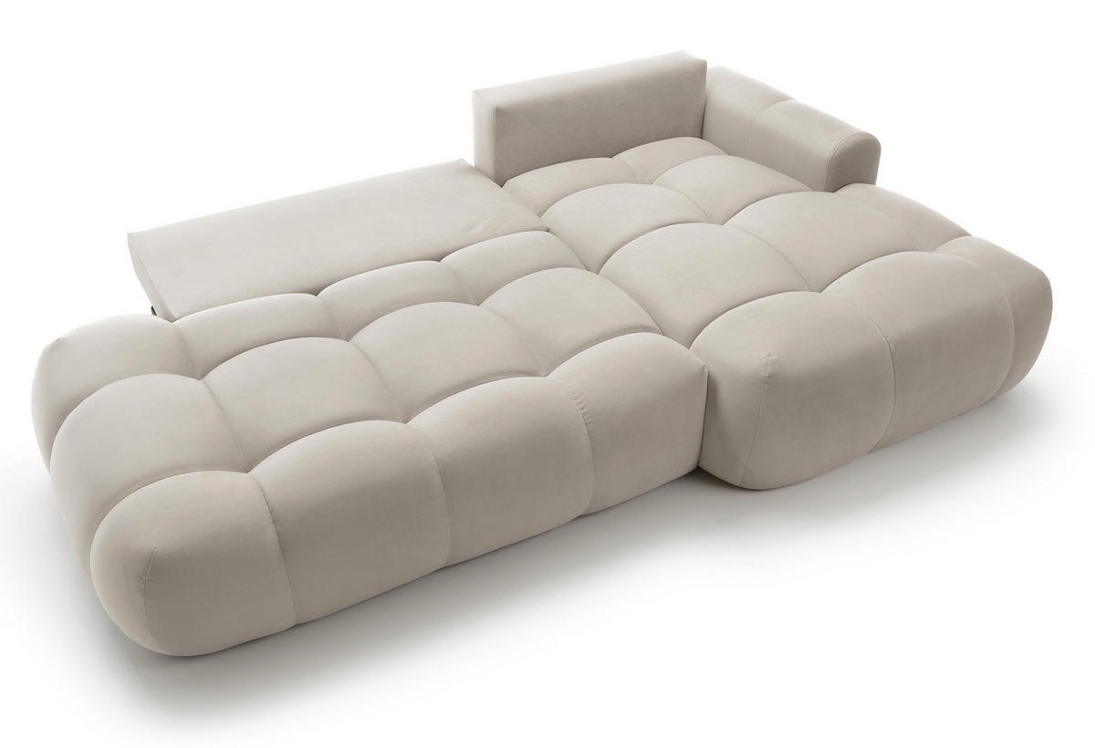 ECKSOFA Ombo Graubeige Velours 280 cm - Greige/Schwarz, Kunststoff/Textil (284/167cm) - Selsey