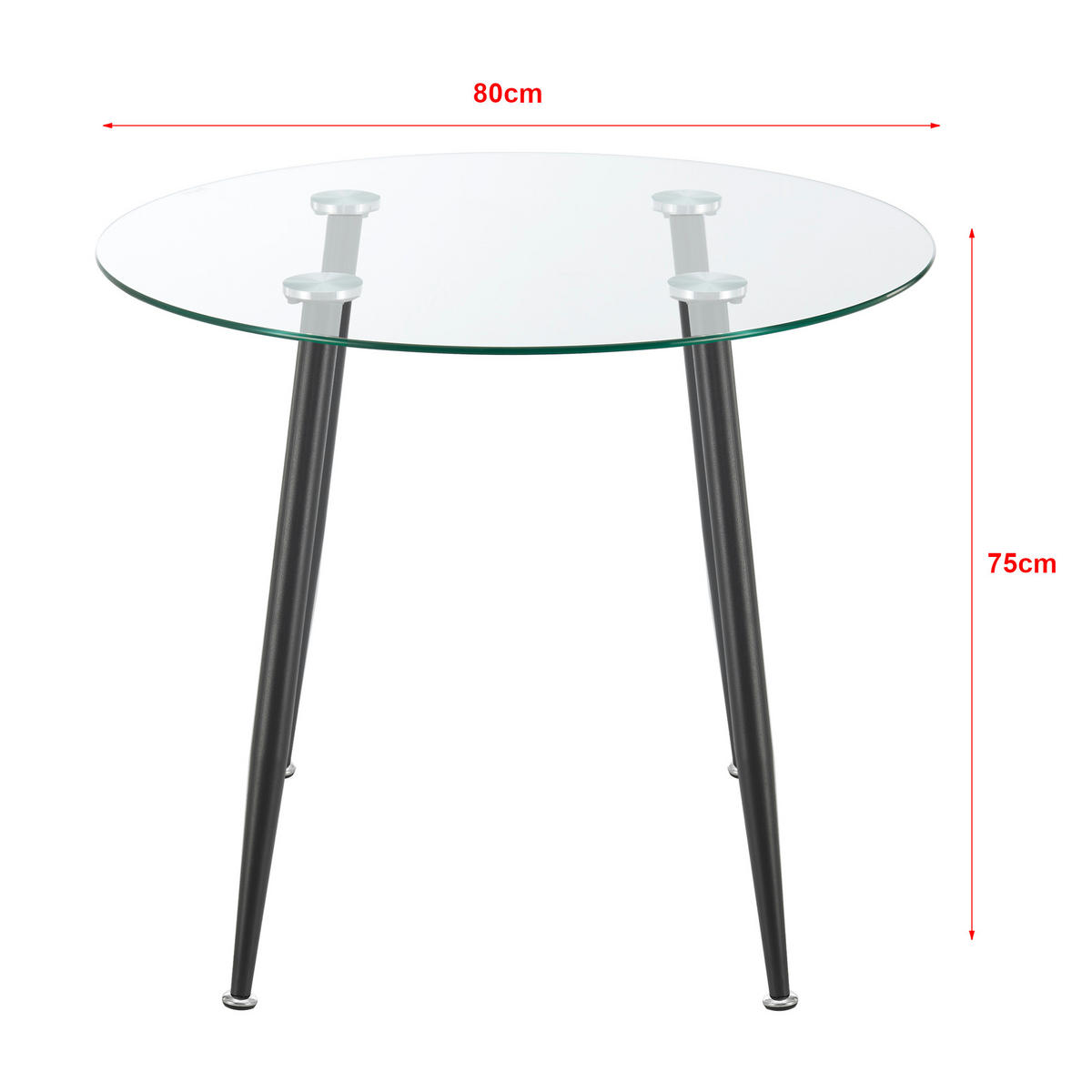 ESSTISCH Humppila - Transparent/Schwarz, Glas/Metall (80/80/75cm) - [en.casa]
