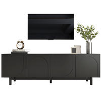 TV-LOWBOARD aus MDF und Spanplatte 175x38x56 cm Schwarz mit 4 Türen und verstellbaren Einlegeböden - Schwarz, Holzwerkstoff (175/56/38cm) - IVMEU