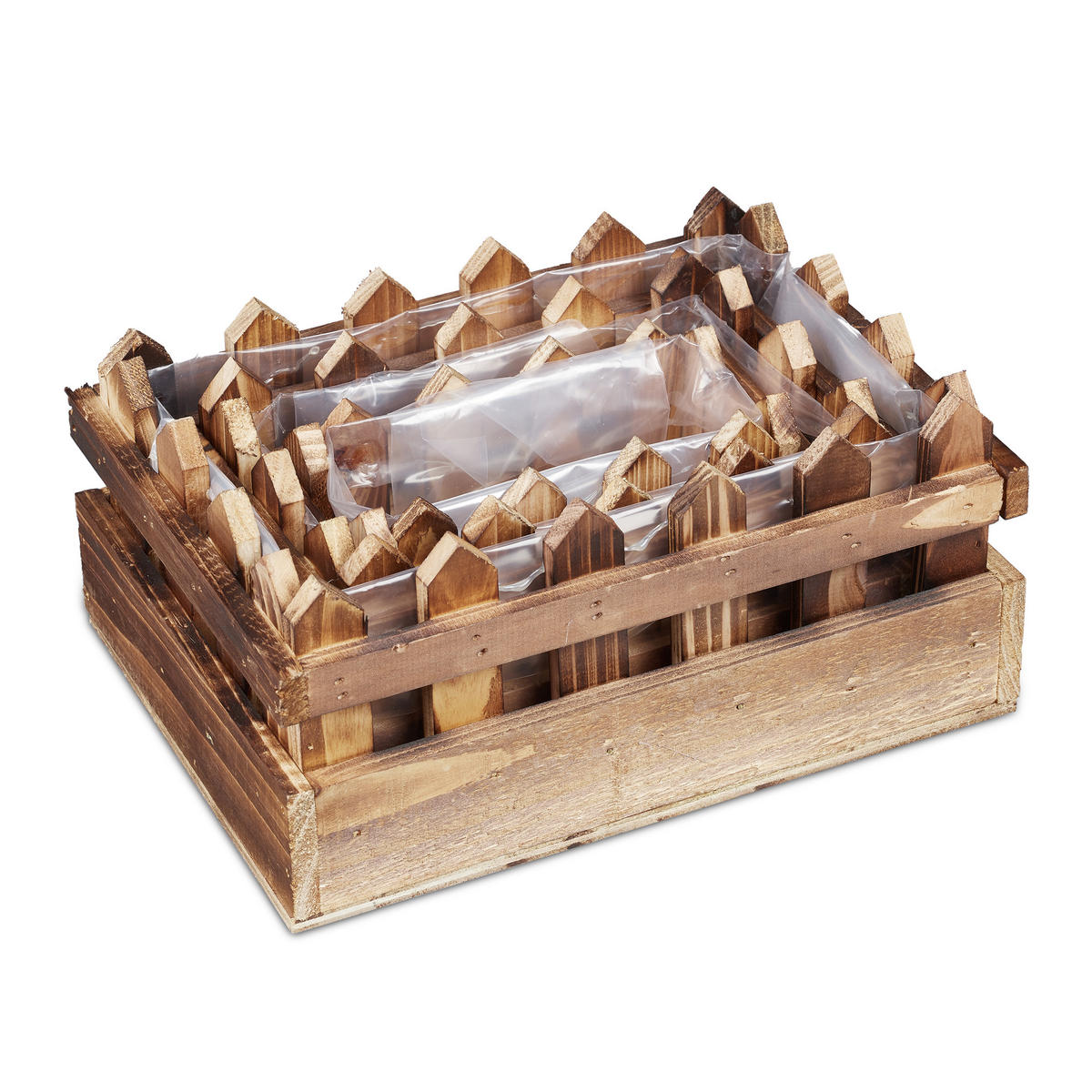 3xBLUMENKASTEN - Braun, Holz/Kunststoff (25.5/12/18.5cm) - Relaxdays