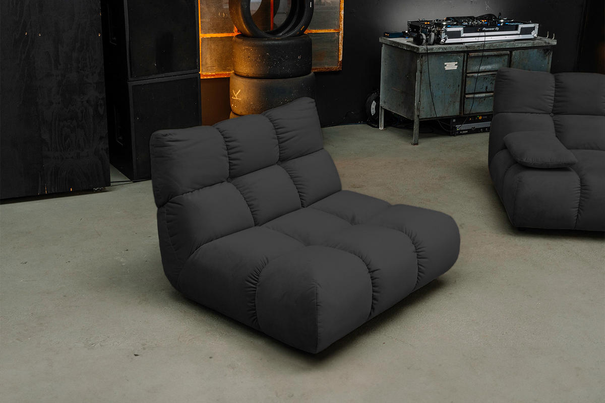 DREHSESSEL VIVIEN Schwarz Velvet Drehbar (360°) - Schwarz, Kunststoff/Textil (112/85/108cm) - KAWOLA