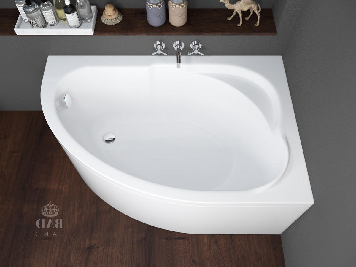 BADEWANNE Eckwanne STANDARD 130/85 Rechts Ablauf & Füße - Weiß, Kunststoff (85/53.5/130cm) - bad land