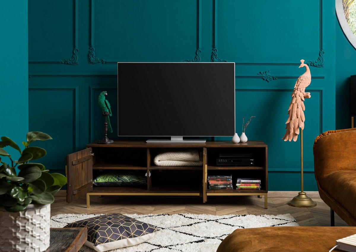 TV-BOARD Mango 145x45x50 braun geölt DIAMOND #206 - Braun, Holz (145/50/45cm) - Massivmoebel24