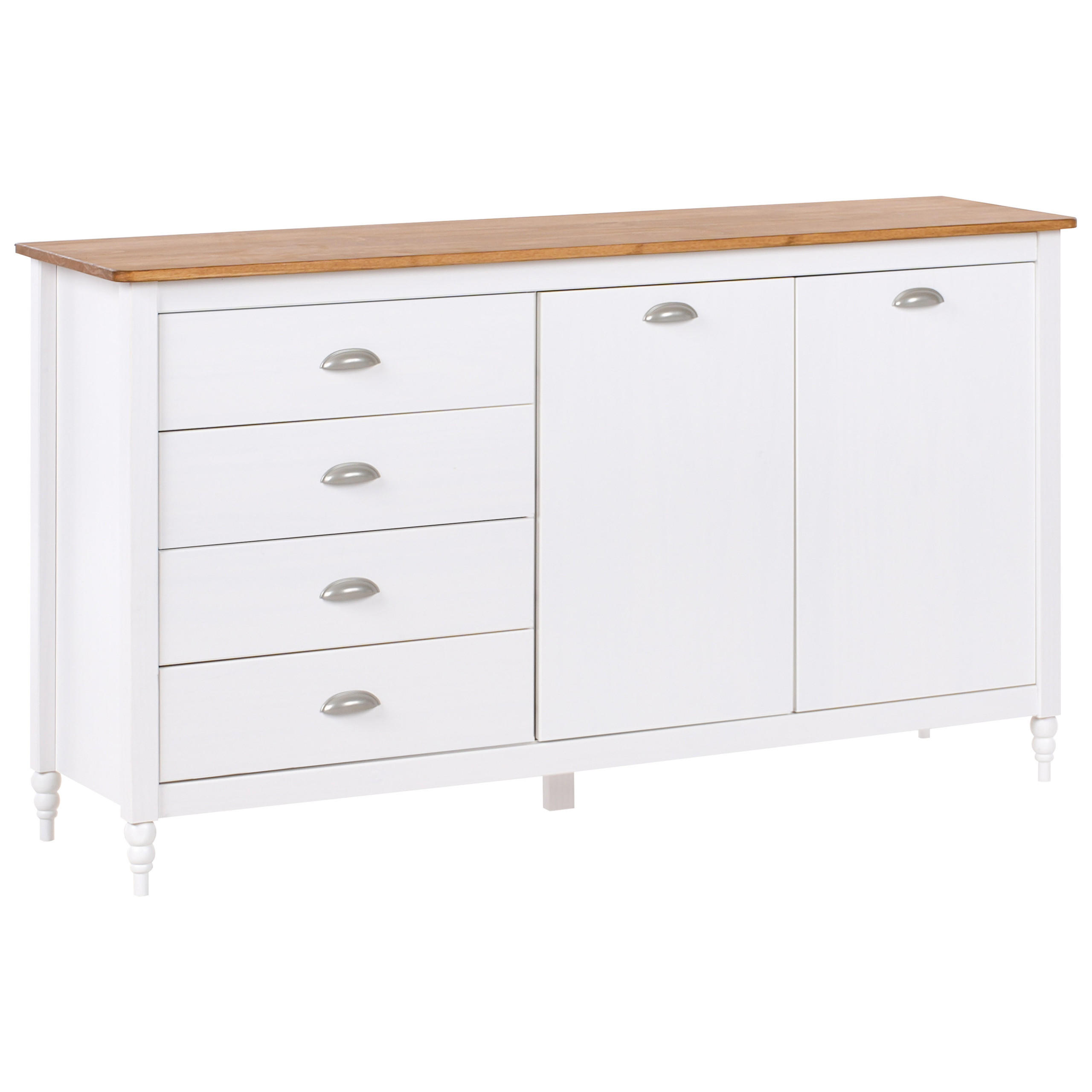 SIDEBOARD se 2 dveřmi Borovicové dřevo Bílý Shillington - bílá, dřevo (150/83/40cm) - Beliani