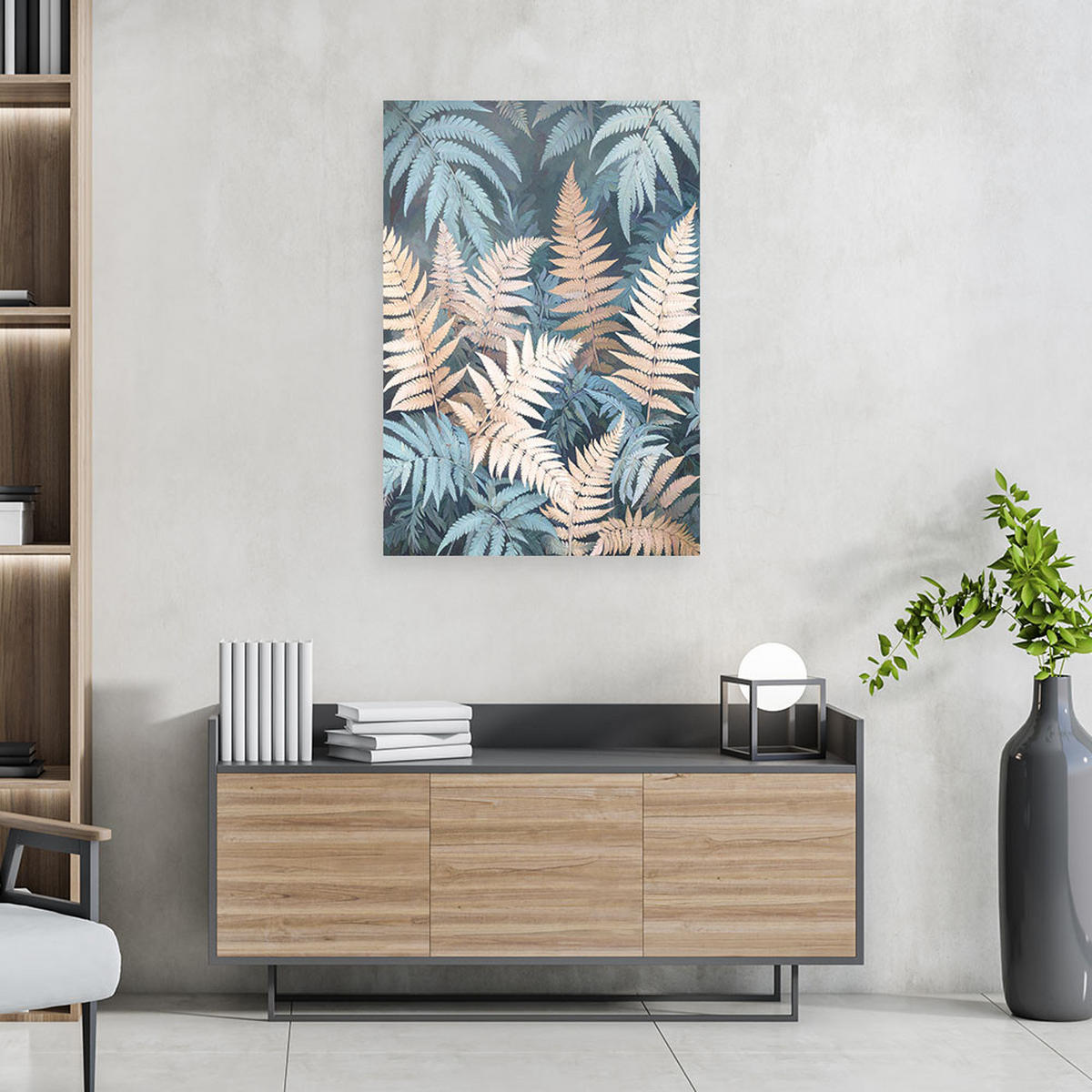 LEINWANDBILD, Farnblätter Natur Pflanzen - Grün, Textil (40/60cm) - Feeby