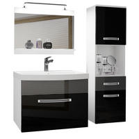 BADMÖBEL Badezimmer Schwarz Silber Glänzend - Silberfarben/Schwarz, Holz (100/113/40cm) - B BELINI GROUP