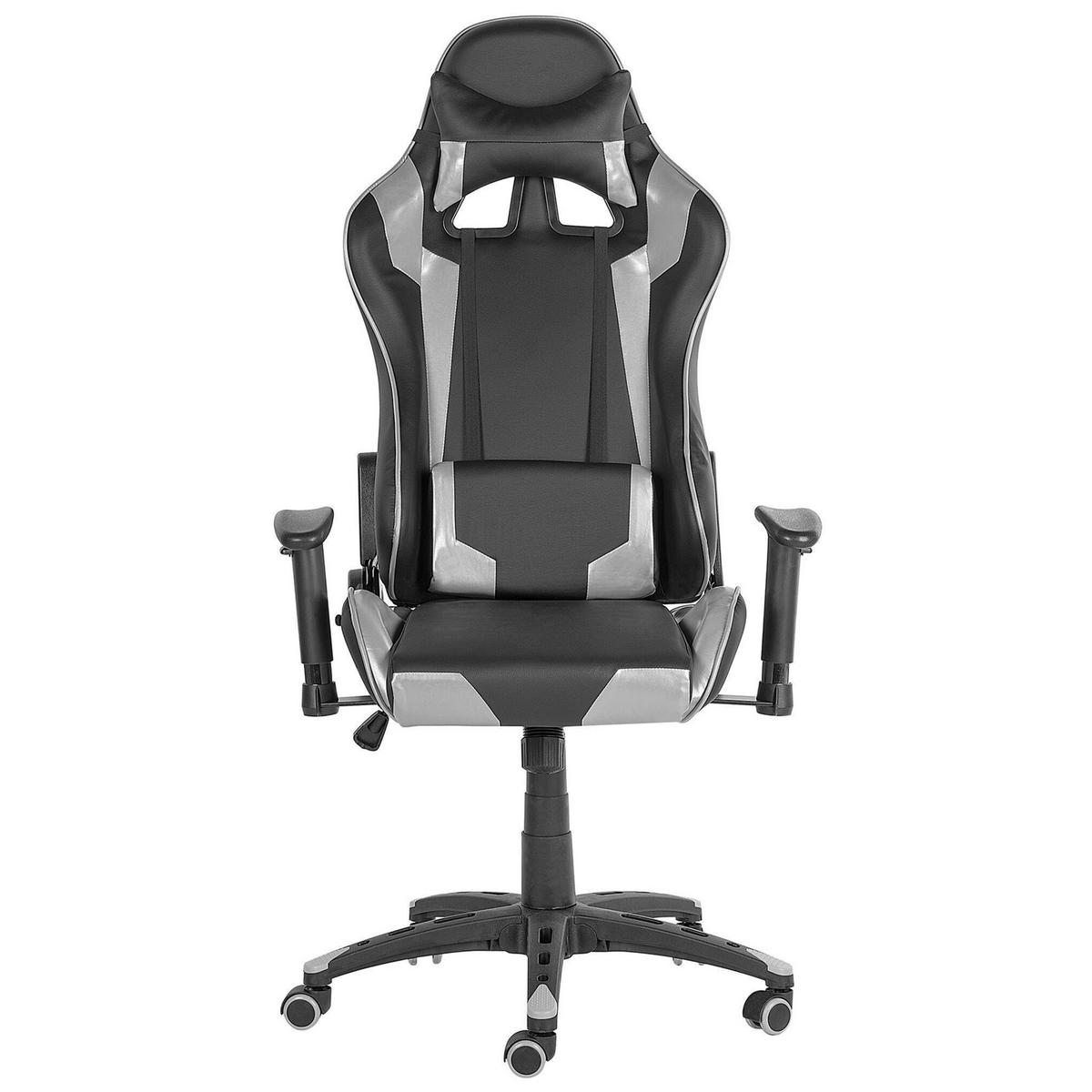 BÜROSTUHL Kunstleder Schwarz/Silber Knight - Schwarz, Kunststoff/Textil (71/129/71cm) - Beliani