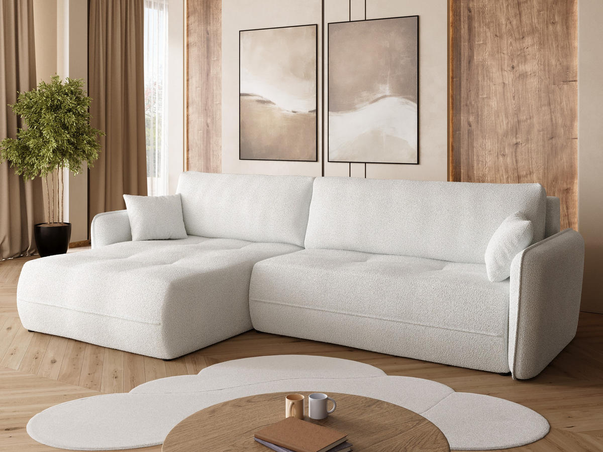 ECKSOFA CLAUDIO mit Schlaffunktion Weiß - Weiß, Textil (263/150cm) - Bromarkt