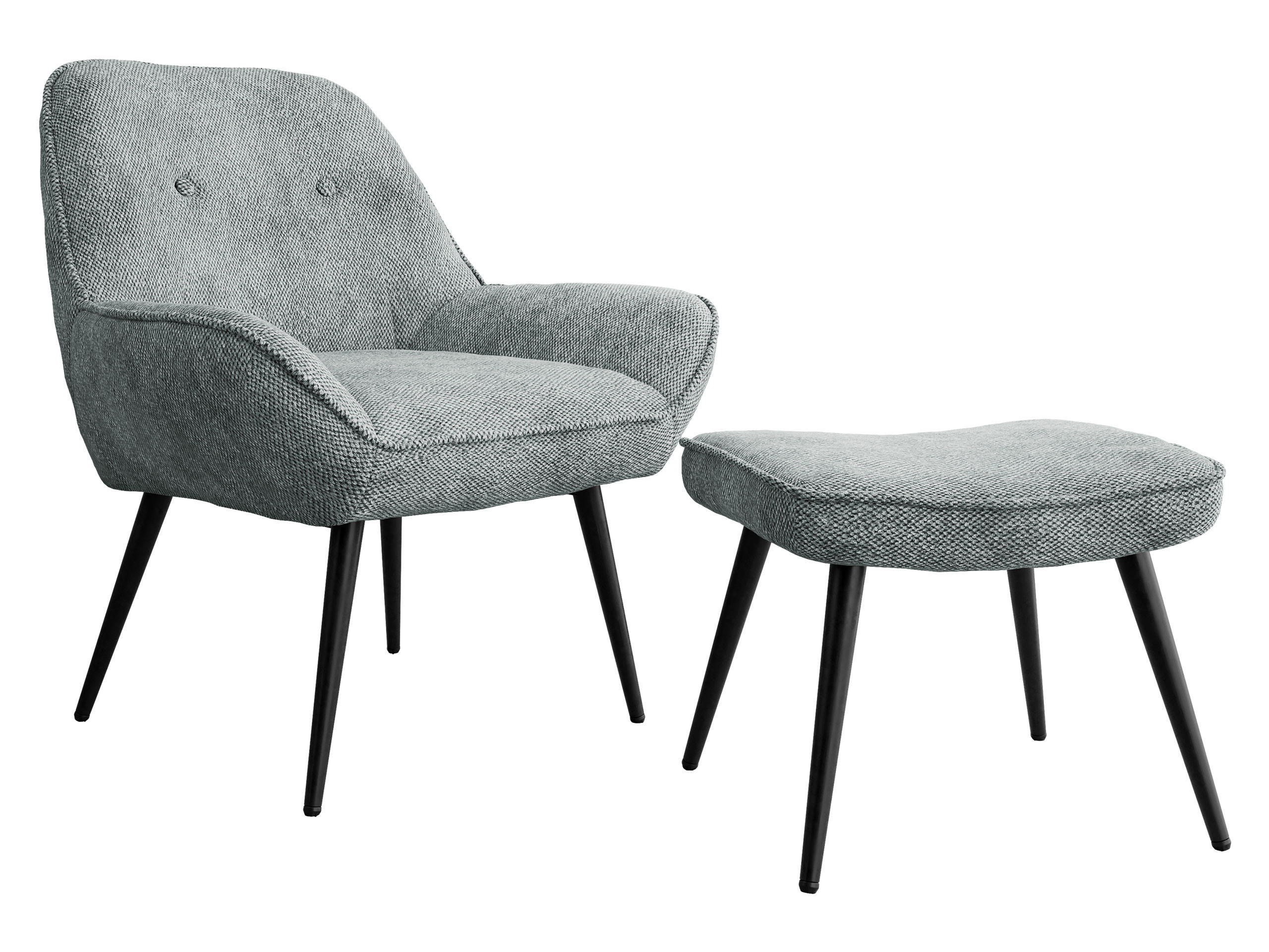 SESSEL Zorto Muz 809B mit Fußbank - Schwarz/Grau, Holz/Textil (73/89/73cm) - MIRJAN24