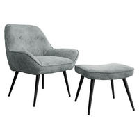 SESSEL Zorto Muz 809B mit Fußbank - Schwarz/Grau, Holz/Textil (73/89/73cm) - MIRJAN24