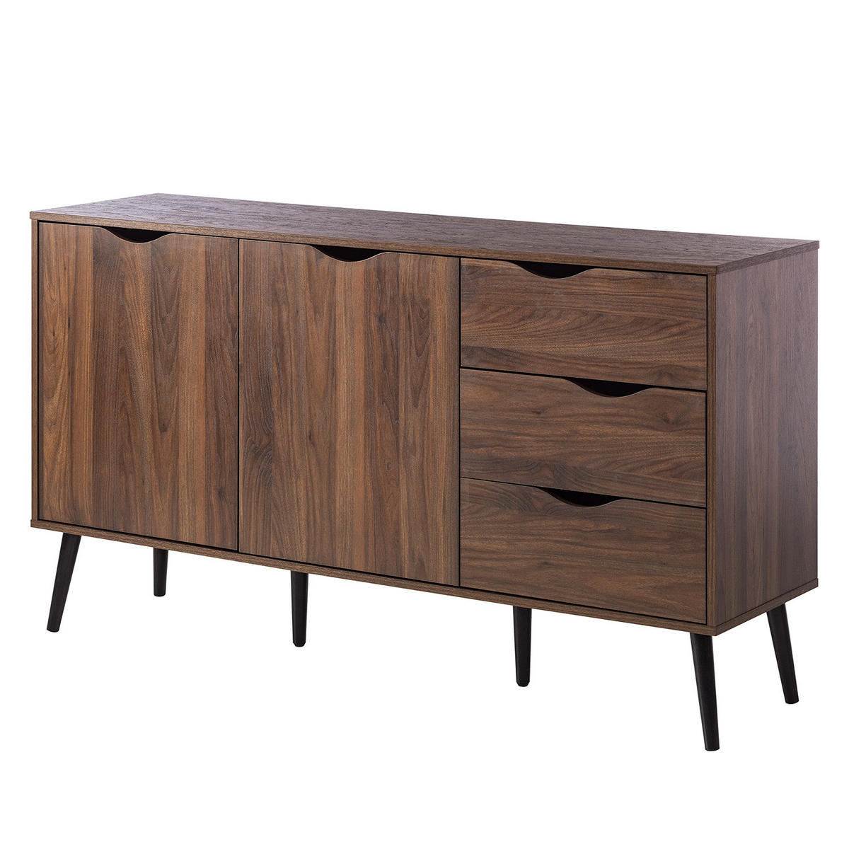 SIDEBOARD - Walnuss Dekor - Walnussfarben/Schwarz, Holzwerkstoff (147/82/39cm) - home24