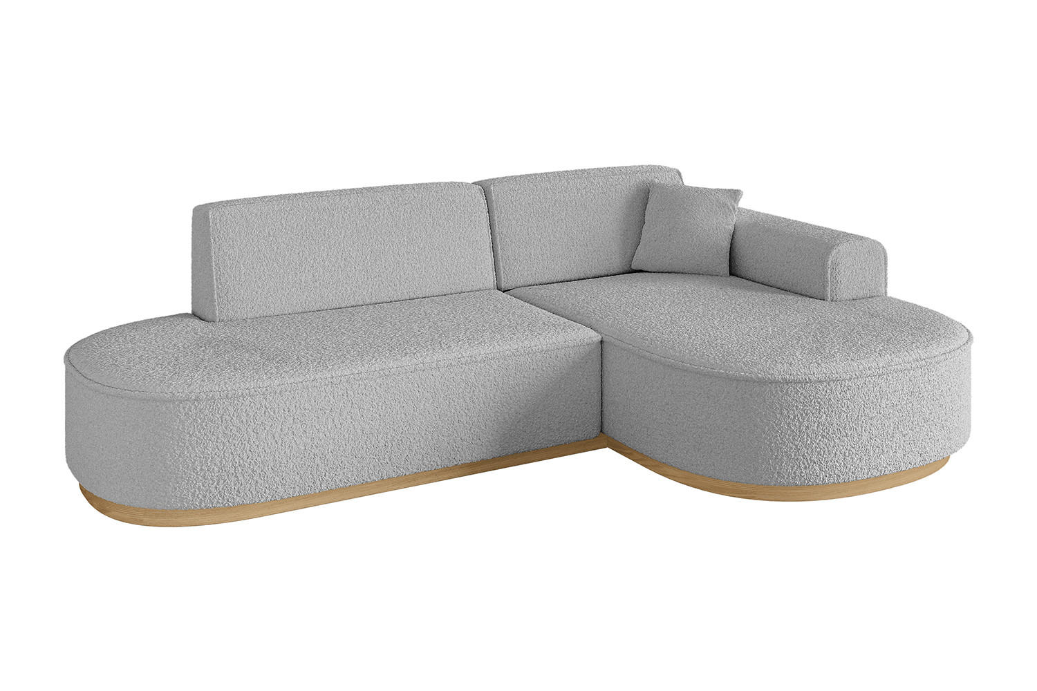 ECKSOFA Ottomane Rechts MARI-L1-v2 - 243x171x83 cm Hellgrau Bouclé - Hellgrau, Holzwerkstoff/Textil (171/243cm) - ALTDECOR