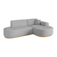 ECKSOFA Ottomane Rechts MARI-L1-v2 - 243x171x83 cm Hellgrau Bouclé - Hellgrau, Holzwerkstoff/Textil (171/243cm) - ALTDECOR