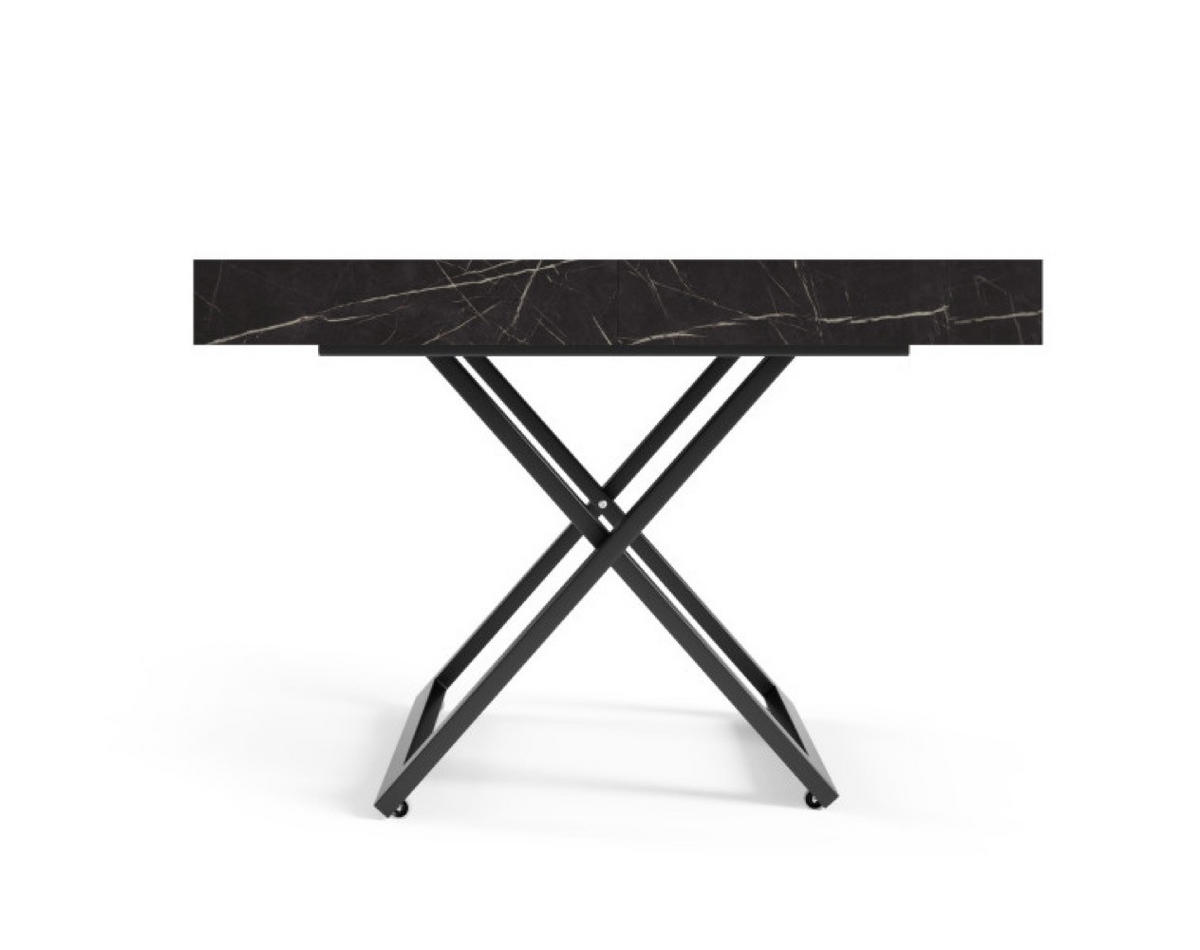 TISCH Schwarz SIENNA Modern U-Förmige Beine Pietra Grigia - Schwarz, Holzwerkstoff (80/80/80cm) - Sepro Meble