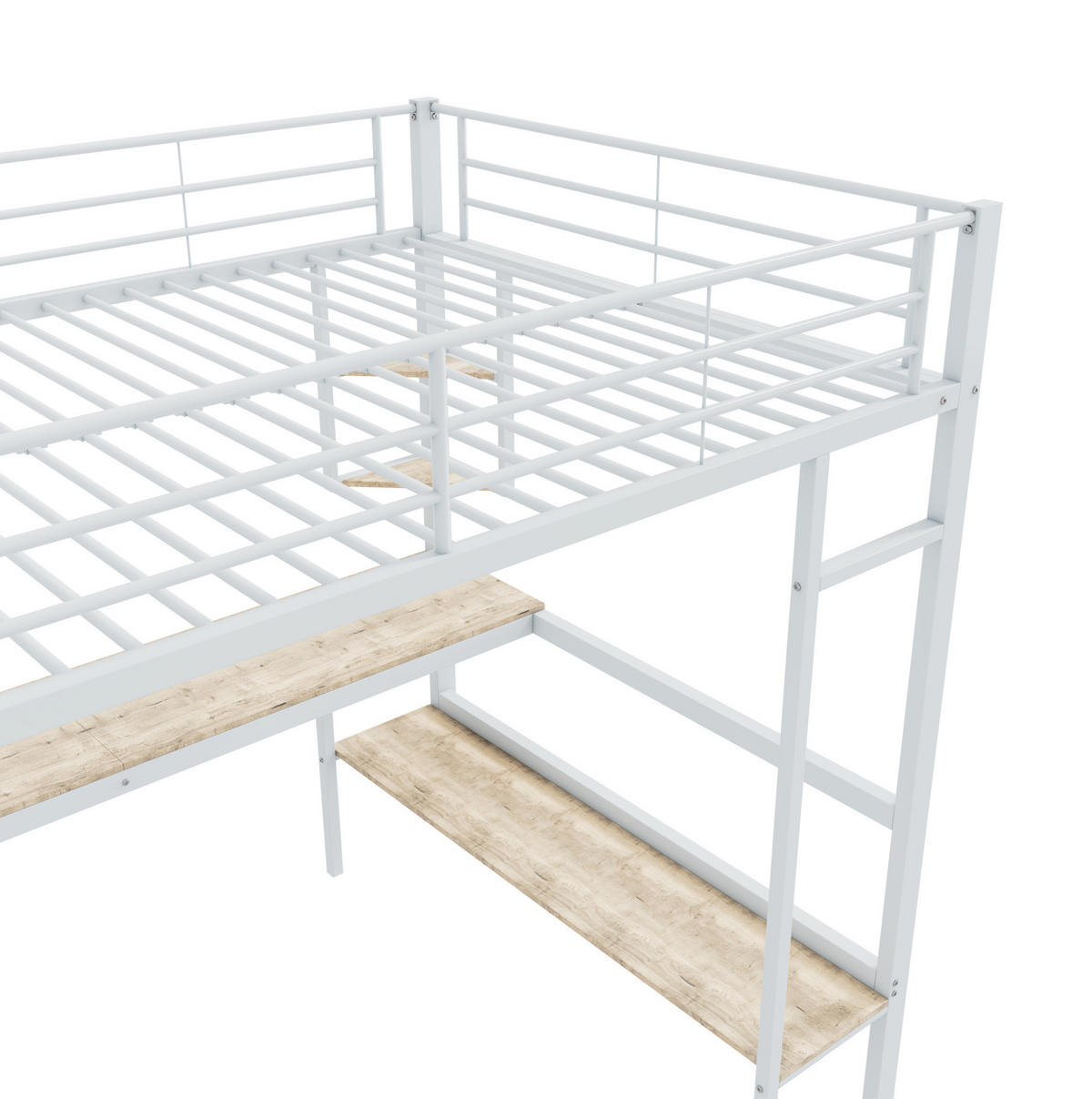 HOCHBETT aus Metall 140x200 cm Weiß mit Schreibtisch und Bücherregal - Weiß, Metall (140/200cm) - IVMEU