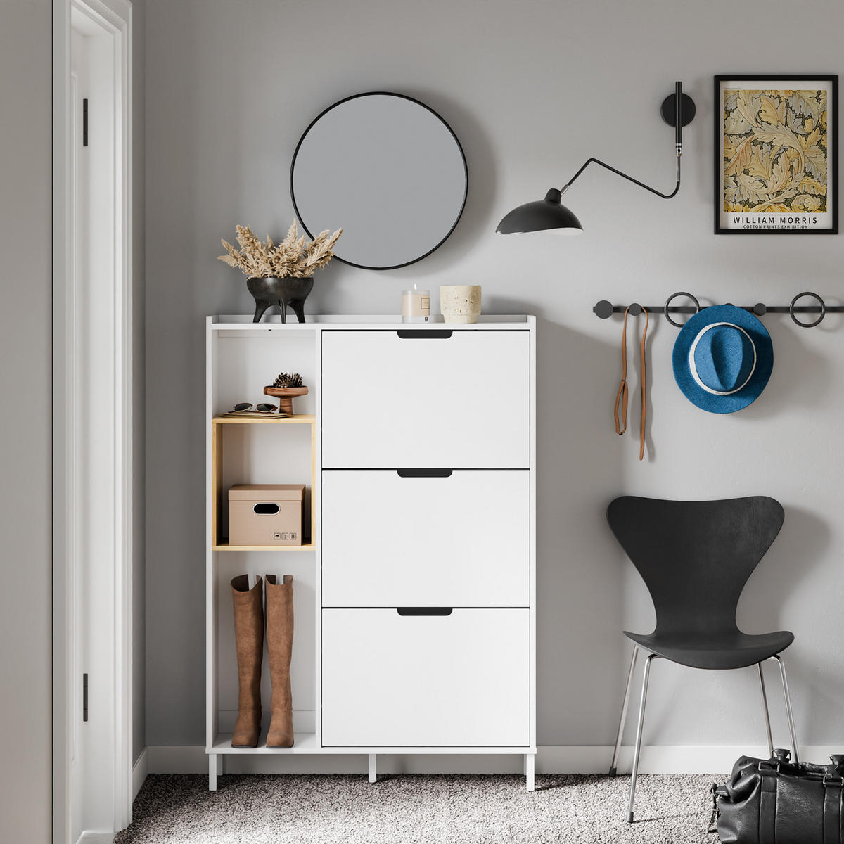 SCHUHKIPPER Weiß - Weiß, Holzwerkstoff (90/129.5/19cm) - SoBuy