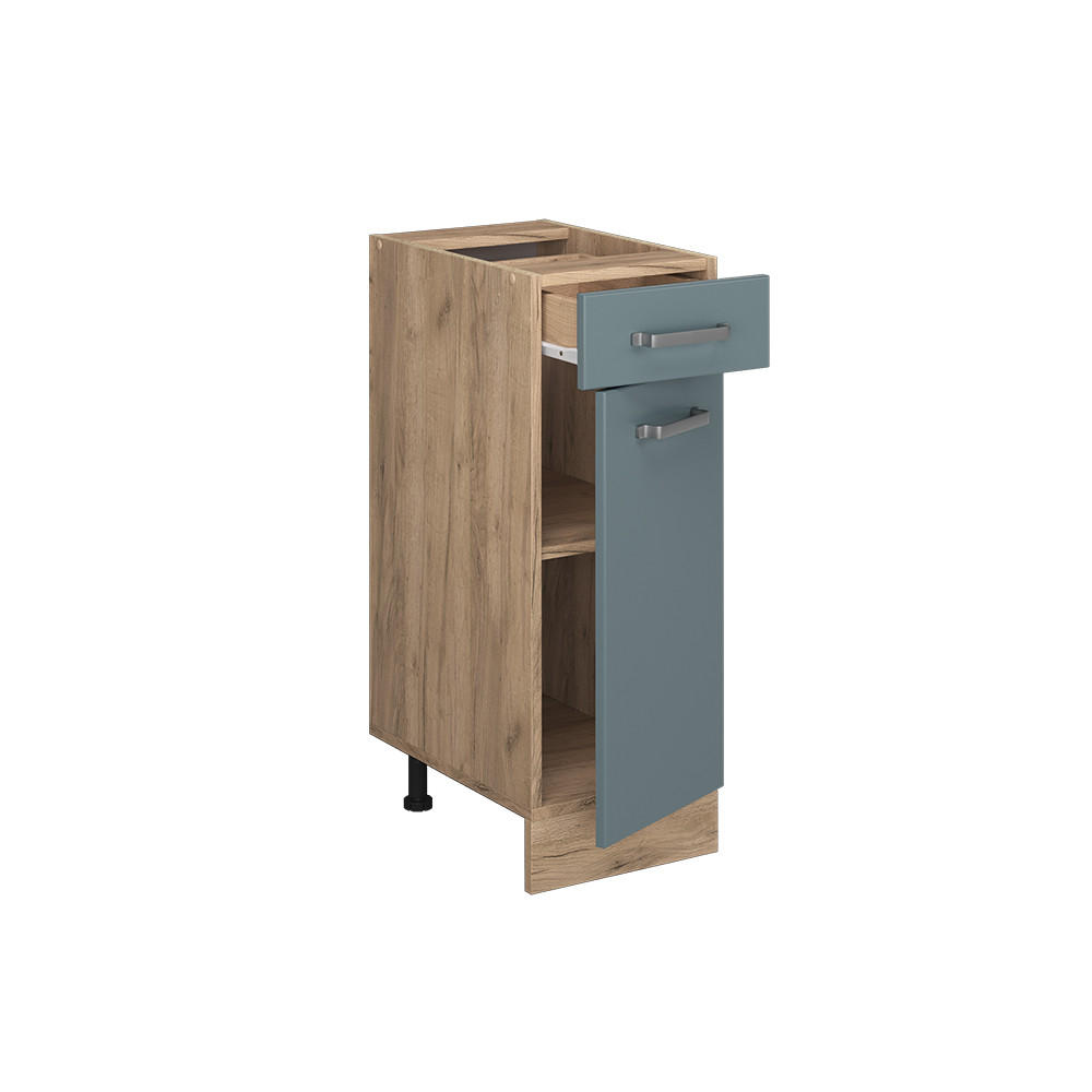 KÜCHENUNTERSCHRANK R-Line Blau-Grau 30 cm ohne AP - Honigeiche/Eiche Wotan, Holzwerkstoff (30/81.6/46cm) - Vicco