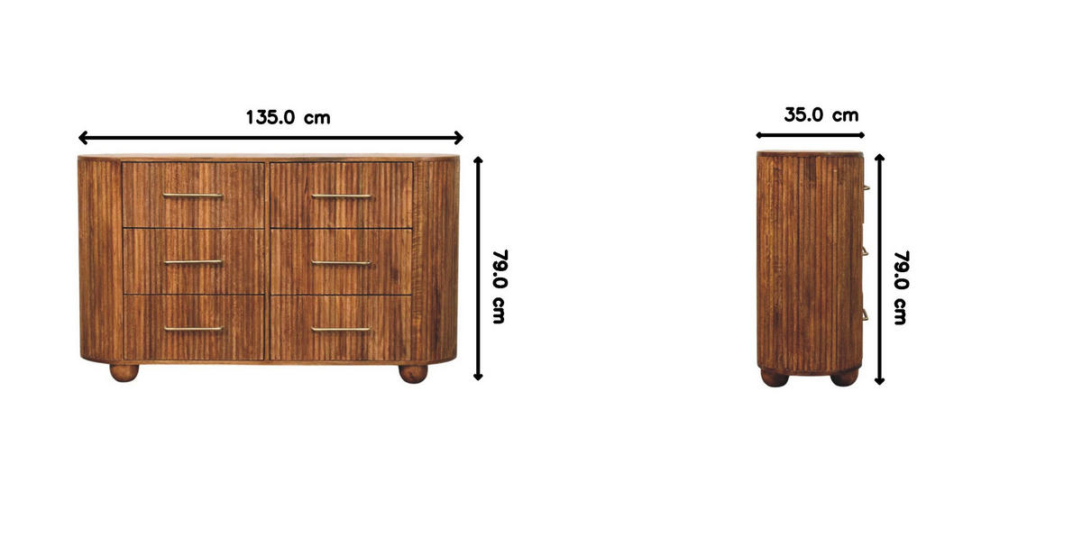 SIDEBOARD mit Amber-Eichen-Finish, Platz auf der Tischplatte, braun - Goldfarben/Braun, Holz/Metall (135/79/35cm) - Artisan Furniture