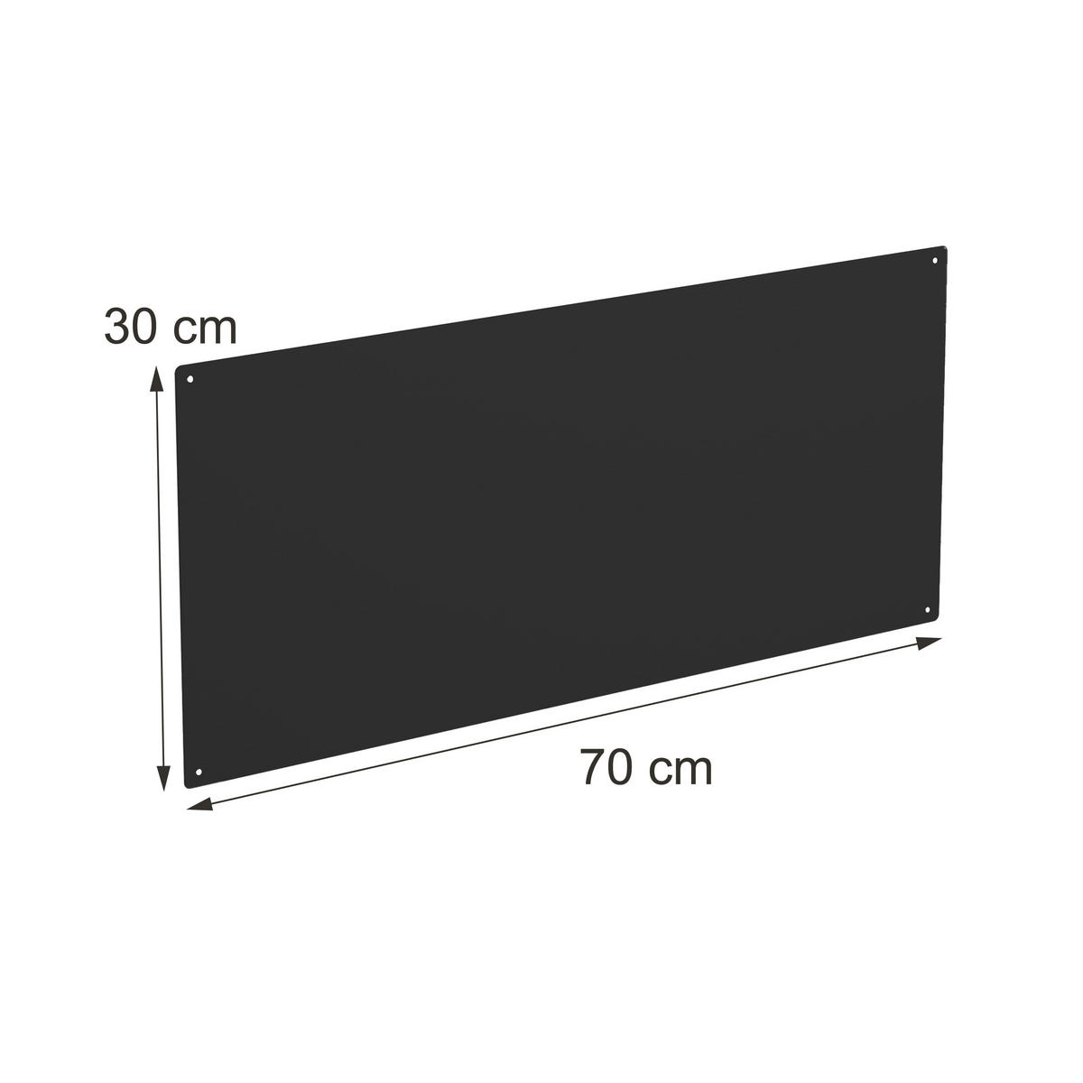 MAGNETTAFEL Schwarz Stahl beschreibbar 70x30 cm - Schwarz, Metall (70/30/0.1cm) - Relaxdays