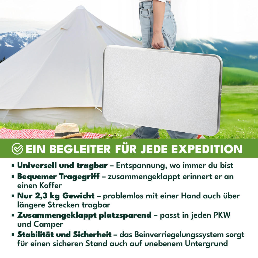 CAMPINGTISCH KLAPPBAR Gartentisch Ausziehbar - Silberfarben, Metall (50/70/60cm) - KRUMAD