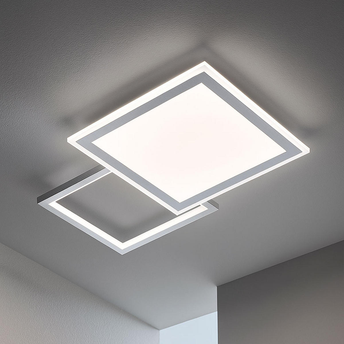 LED DECKENLEUCHTE Aluminium Silber - Silberfarben, Metall (51/51/4.5cm) - Wofi